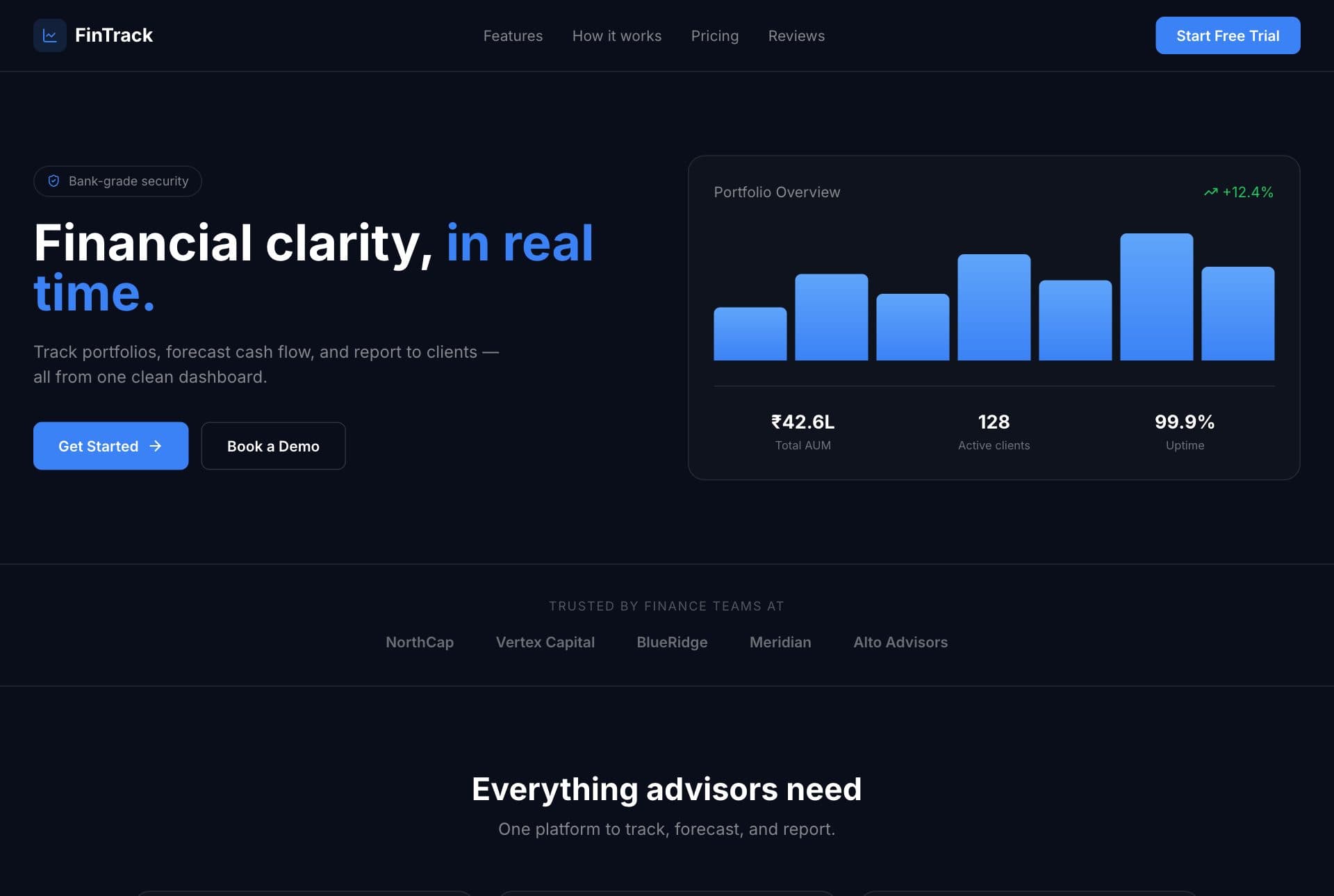FinTrack — website front page